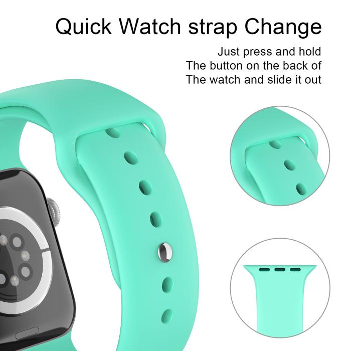 Bild 4, ColorPop Apple Watch 38/40/41/42 mm Silikon Armband (S/M) Mintgrön - Teknikhallen.se