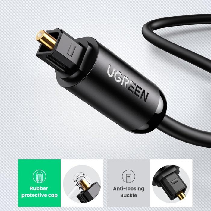 Bild 5, UGREEN UGREEN 2m Optisk Ljudkabel Toslink Svart - Teknikhallen.se