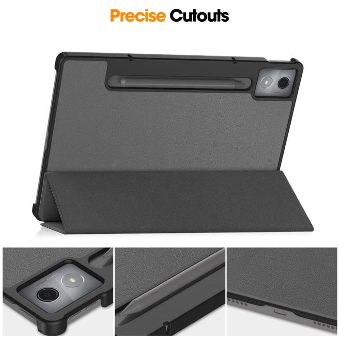 Bild 4,  Lenovo Idea Tab Pro Fodral Tri-Fold Läder Grå - Teknikhallen.se