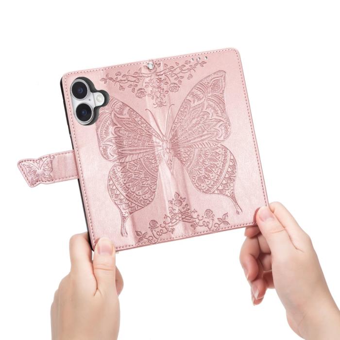 Bild 4,  iPhone 16 Fodral Fjäril Tryck Roséguld - Teknikhallen.se