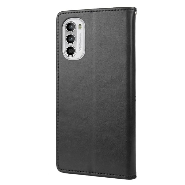 Bild 3,  Motorola Moto G52/G82 Fodral Blommigt Tryck Svart - Teknikhallen.se