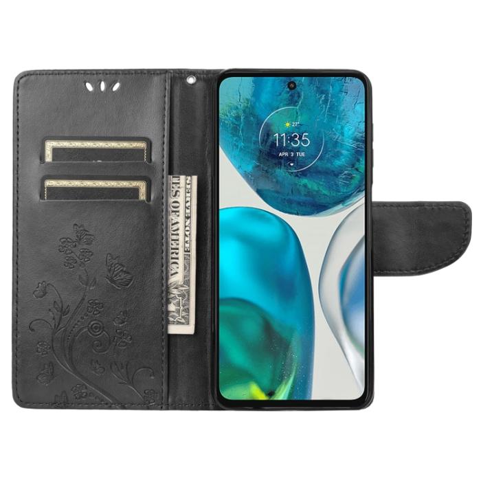 Bild 4,  Motorola Moto G52/G82 Fodral Blommigt Tryck Svart - Teknikhallen.se