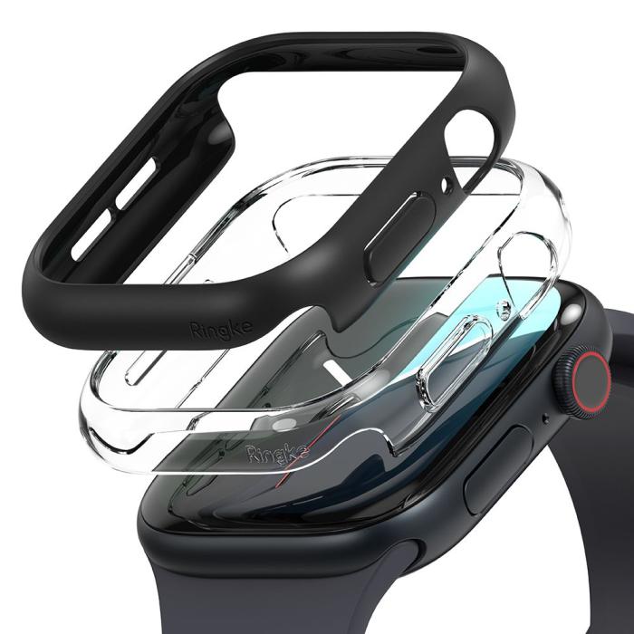 Bild 2, Ringke Ringke Apple Watch 10 46 mm 2-PACK Skal Slim Transparent/Svart - Teknikhallen.se