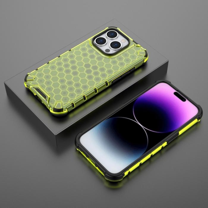 Bild 3,  iPhone 15 Pro Skal Shockproof Honeycomb Grön - Teknikhallen.se