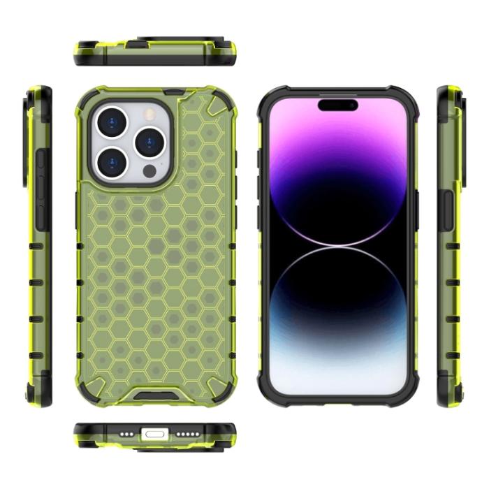 Bild 4,  iPhone 15 Pro Skal Shockproof Honeycomb Grön - Teknikhallen.se