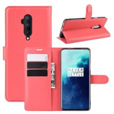  OnePlus 7T Pro - Litchi Pl&aring;nboksfodral - R&ouml;d - Teknikhallen.se