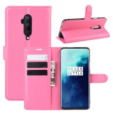  OnePlus 7T Pro - Litchi Pl&aring;nboksfodral - Rosa - Teknikhallen.se