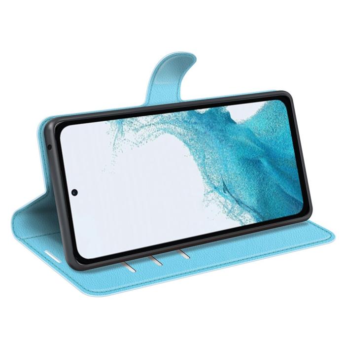 Bild 3,  Samsung Galaxy A54 5G Fodral Litchi Läder Ljus Blå - Teknikhallen.se