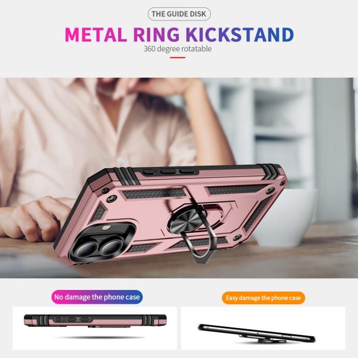 Bild 2,  iPhone 16 Plus Skal Med Ring Hybrid Roséguld - Teknikhallen.se