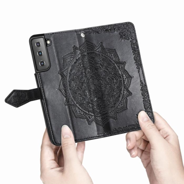 Bild 5,  Samsung Galaxy S22 Fodral Mandala Läder Svart - Teknikhallen.se