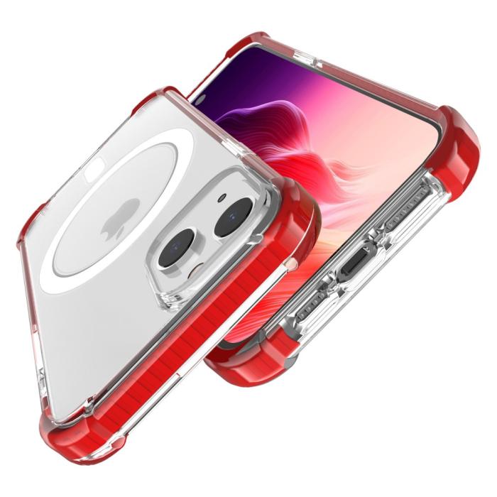 Bild 3,  iPhone 15 Skal MagSafe Shockproof Hybrid Röd - Teknikhallen.se