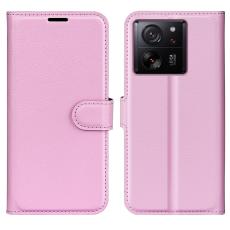  Xiaomi 13T / 13T Pro Fodral Litchi L&auml;der Ljus Rosa - Teknikhallen.se