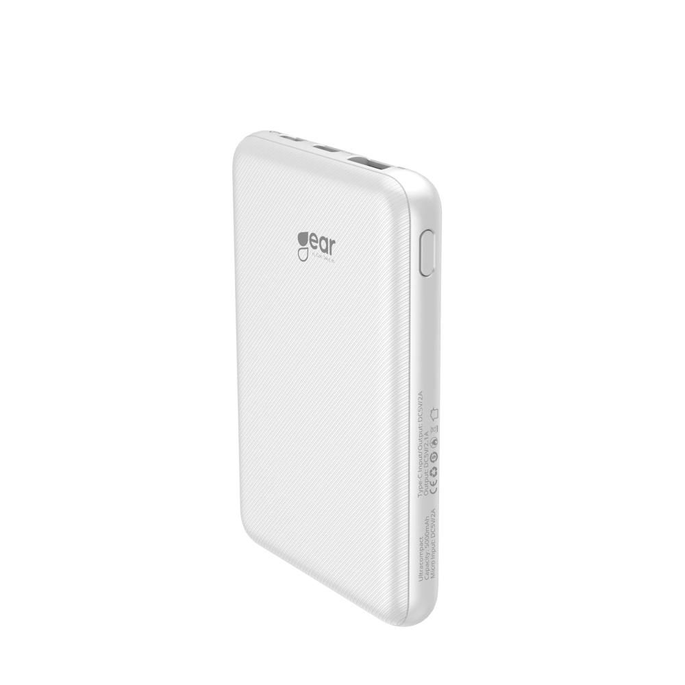 Gear GEAR 5000 mAh Powerbank Ultracompact Vit - Teknikhallen.se