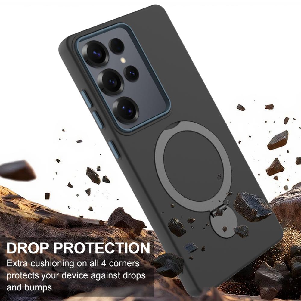  Samsung Galaxy S25 Ultra Skal MagSafe Kickstand Hybrid Svart - Teknikhallen.se