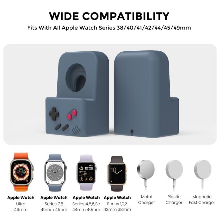 Bild 2, AHASTYLE AHASTYLE Apple Watch Laddningsställ Gamepad Silikon Blå - Teknikhallen.se