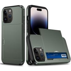  iPhone 14 Pro Skal Hybrid Med Kortfack Gr&ouml;n - Teknikhallen.se