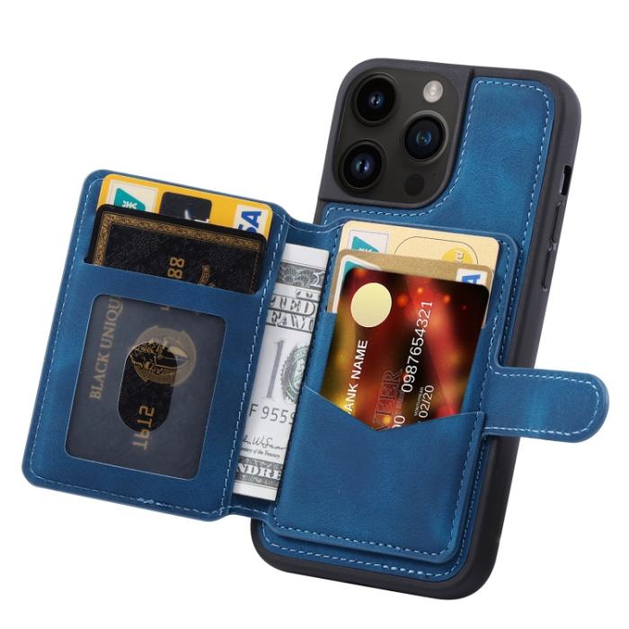 Bild 3,  iPhone 15 Pro Skal RFID Med Plånboksfunktion Blå - Teknikhallen.se