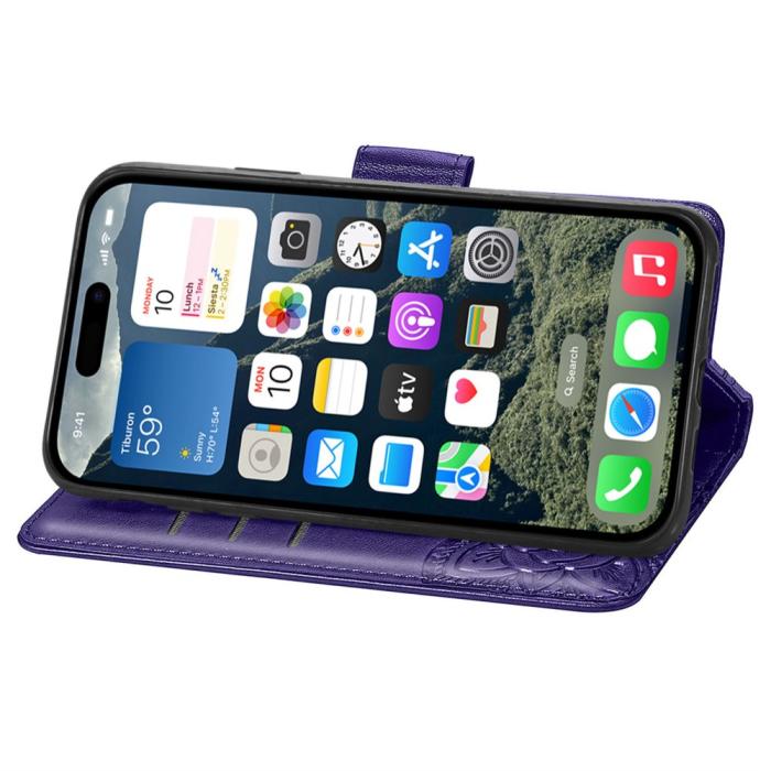 Bild 3,  iPhone 16 Fodral Fjäril Tryck Mörk Lila - Teknikhallen.se