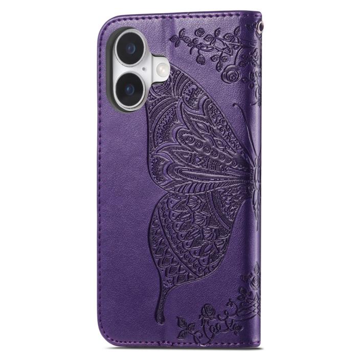 Bild 6,  iPhone 16 Fodral Fjäril Tryck Mörk Lila - Teknikhallen.se