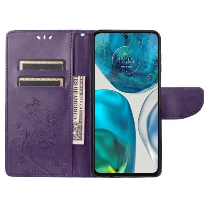 Bild 4,  Motorola Moto G52/G82 Fodral Blommigt Tryck Mörk Lila - Teknikhallen.se
