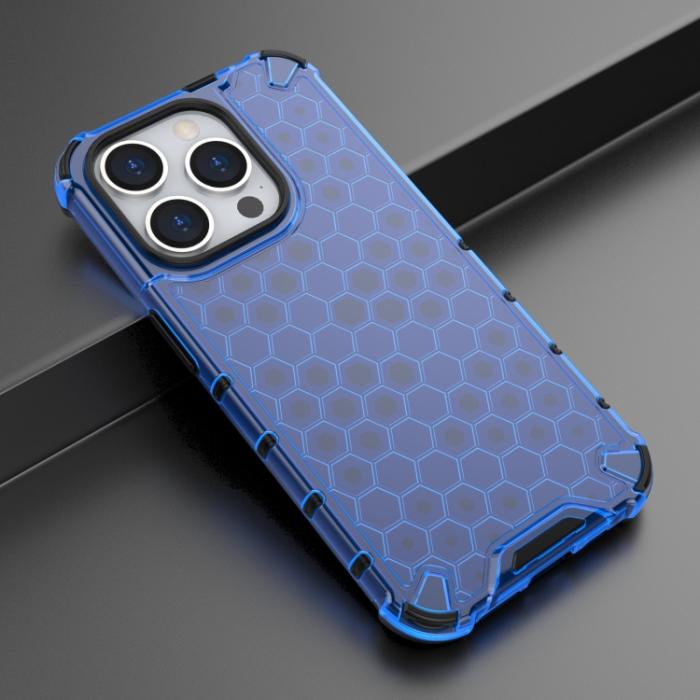 Bild 2,  iPhone 15 Pro Skal Shockproof Honeycomb Blå - Teknikhallen.se