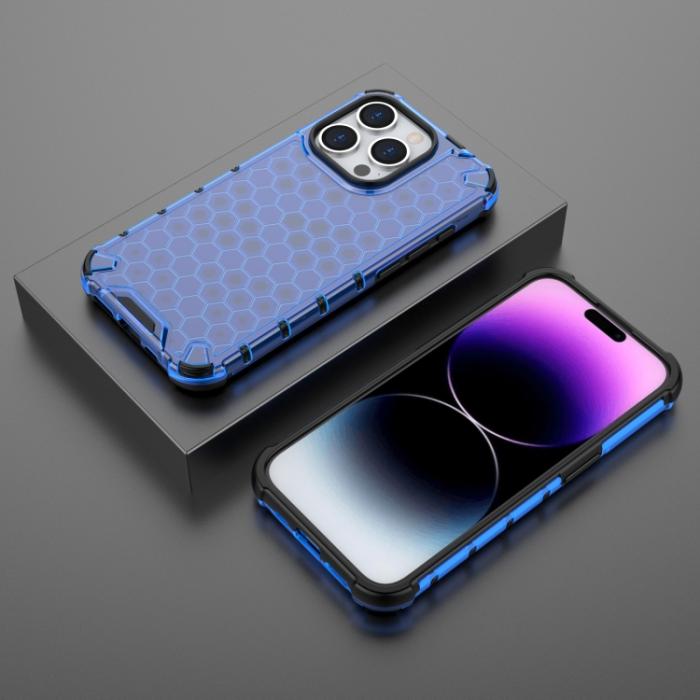 Bild 3,  iPhone 15 Pro Skal Shockproof Honeycomb Blå - Teknikhallen.se