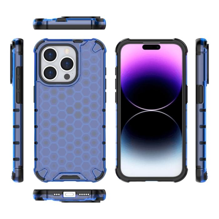 Bild 4,  iPhone 15 Pro Skal Shockproof Honeycomb Blå - Teknikhallen.se