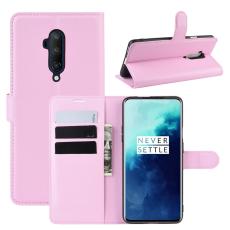  OnePlus 7T Pro - Litchi Pl&aring;nboksfodral - Ljus Rosa - Teknikhallen.se