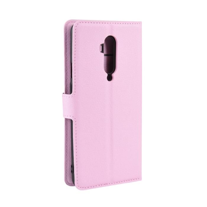 Bild 3,  OnePlus 7T Pro - Litchi Plånboksfodral - Ljus Rosa - Teknikhallen.se