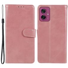  Motorola Moto G55 5G Pl&aring;nboksfodral L&auml;der Ros&eacute;guld - Teknikhallen.se