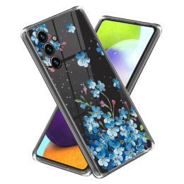  Samsung Galaxy A15 5G Skal TPU Med Tryck Blå Blommor - Teknikhallen.se