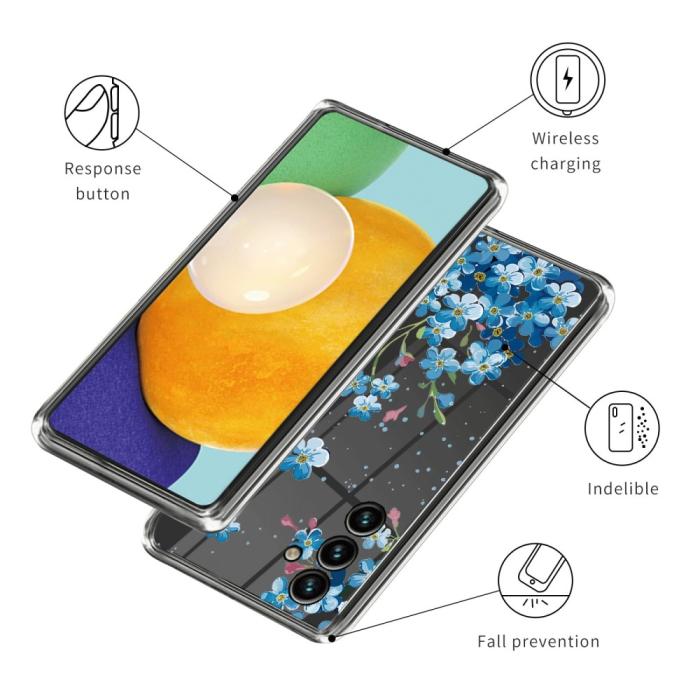 Bild 3,  Samsung Galaxy A15 5G Skal TPU Med Tryck Blå Blommor - Teknikhallen.se