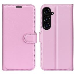  Samsung Galaxy S23 FE Fodral Litchi Textur Ljus Rosa - Teknikhallen.se