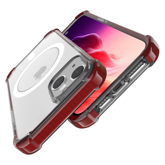 Bild 3,  iPhone 15 Skal MagSafe Shockproof Hybrid Vinröd - Teknikhallen.se