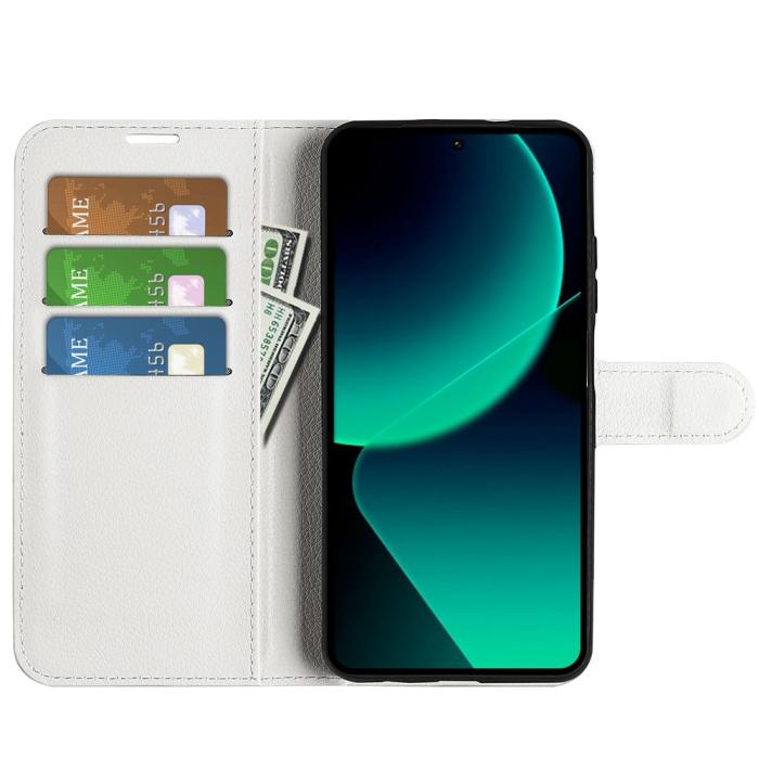 Bild 2,  Xiaomi 13T / 13T Pro Fodral Litchi Läder Vit - Teknikhallen.se