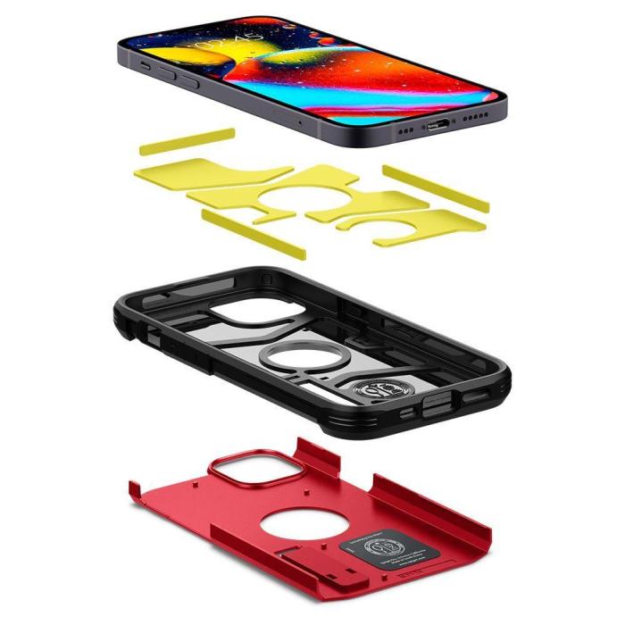 Bild 6, Spigen Spigen iPhone 13 Skal Tough Armor Röd - Teknikhallen.se