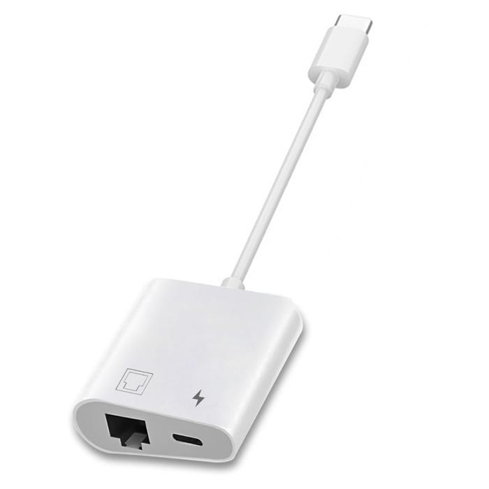 Bild 3,  USB-C Till RJ45 / USB-C PD Adapter Vit - Teknikhallen.se