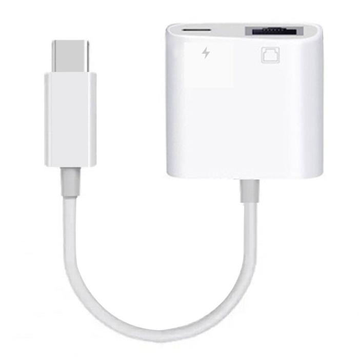 Bild 4,  USB-C Till RJ45 / USB-C PD Adapter Vit - Teknikhallen.se