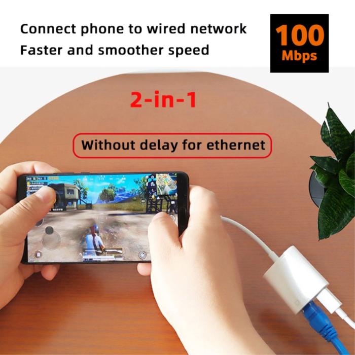 Bild 5,  USB-C Till RJ45 / USB-C PD Adapter Vit - Teknikhallen.se