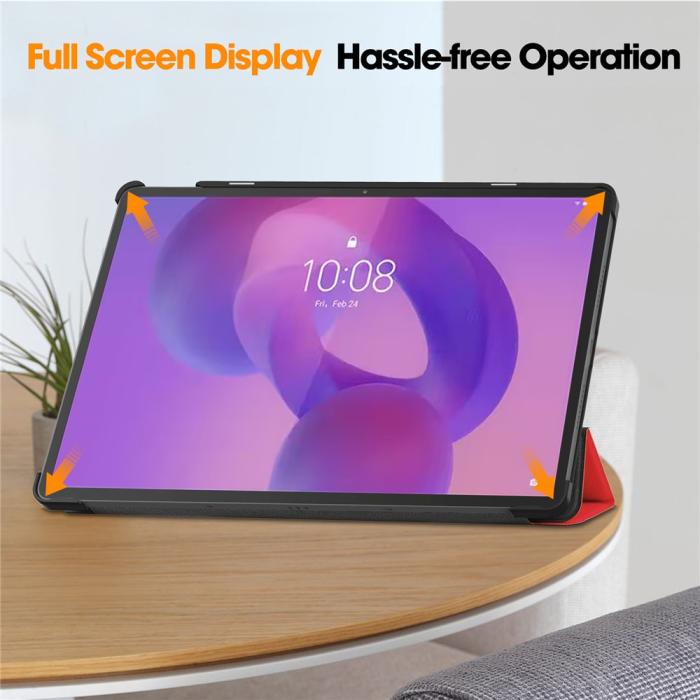 Bild 6,  Lenovo Idea Tab Pro Fodral Tri-Fold Läder Röd - Teknikhallen.se