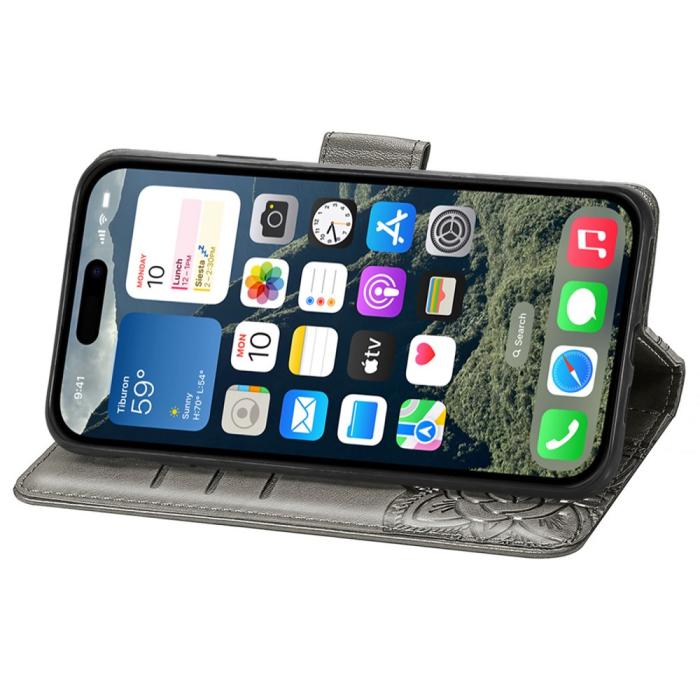 Bild 3,  iPhone 16 Fodral Fjäril Tryck Grå - Teknikhallen.se