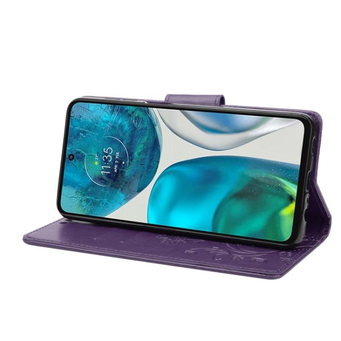 Bild 5,  Motorola Moto G52/G82 Fodral Blommigt Tryck Mörk Lila - Teknikhallen.se