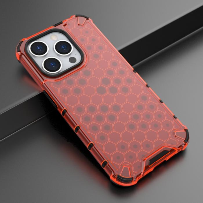 Bild 2,  iPhone 15 Pro Skal Shockproof Honeycomb Röd - Teknikhallen.se