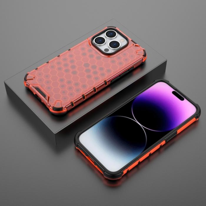 Bild 3,  iPhone 15 Pro Skal Shockproof Honeycomb Röd - Teknikhallen.se