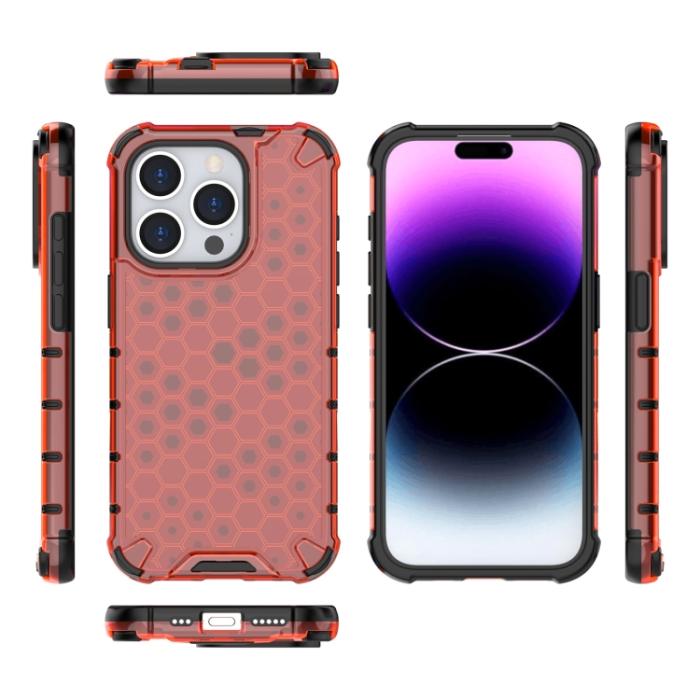 Bild 4,  iPhone 15 Pro Skal Shockproof Honeycomb Röd - Teknikhallen.se