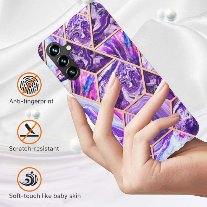Bild 2,  Samsung Galaxy A14 4G/5G Skal Marmor Mörk Lila - Teknikhallen.se