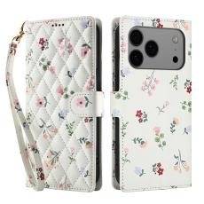  iPhone 17 Pro Fodral Rhombus L&auml;der Blommor Vit - Teknikhallen.se