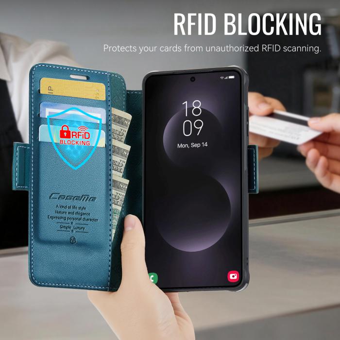 Bild 4, CASEME CASEME Samsung Galaxy S26 Ultra Skal RFID Plånbok Blå - Teknikhallen.se