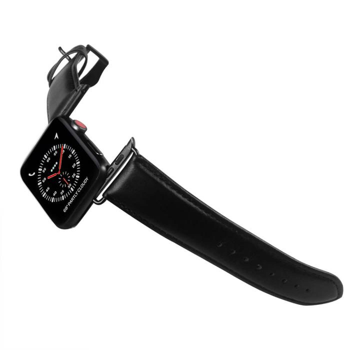 Bild 4, Buffalo Buffalo Apple Watch 42/44/45/49 mm Armband Äkta Läder Svart - Teknikhallen.se