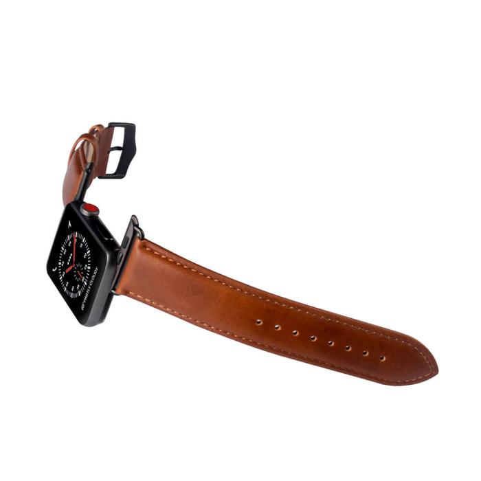 Bild 4, Buffalo Buffalo Apple Watch 42/44/45/49 mm Armband Äkta Läder Brun - Teknikhallen.se